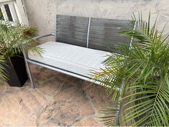 Garden Bench with thick Gray Cushion
