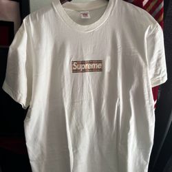 Supreme Burberry White T Shirt Tee Size XL
