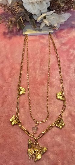 Gold Layered Butterfly Charm Necklace