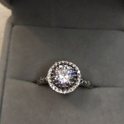 Silver Crystal Engagement Ring 