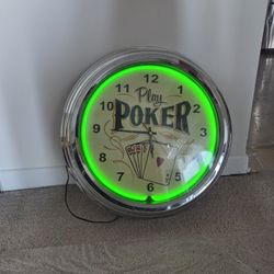 Neon Clock Play Poker Light Up Clock
