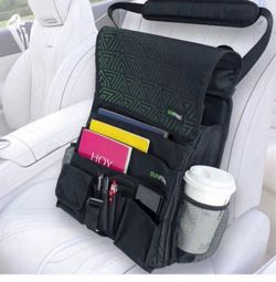 Car Front Seat Organizer - Stylish Work Sling Bag with Flap - Multiple Pockets for Storing Documents, Laptop - Passenger Seat Organizer For Office Sup