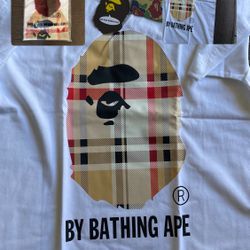 Bape X Burberry (White)(Size Medium)