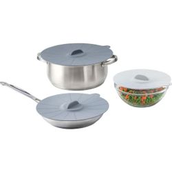 HIC Kitchen Cooking and Storage Lids, High-Heat Silicone, Set of 3