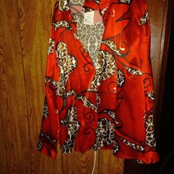 Red Printed Long Sleeves Shirt Size 2xl Can Use As A Jacket Too