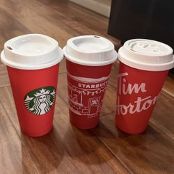 Starbucks & Tim Horten Reusable Red Cups