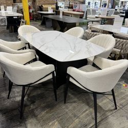 Modern Stylish Sintered Stone Dining Table with 6 Chairs (2/16)