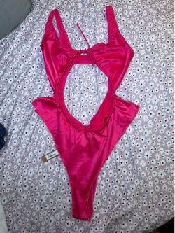 SKIMS Size XXS Satin Woven Shine Tie Front Teddy Raspberry Pink new