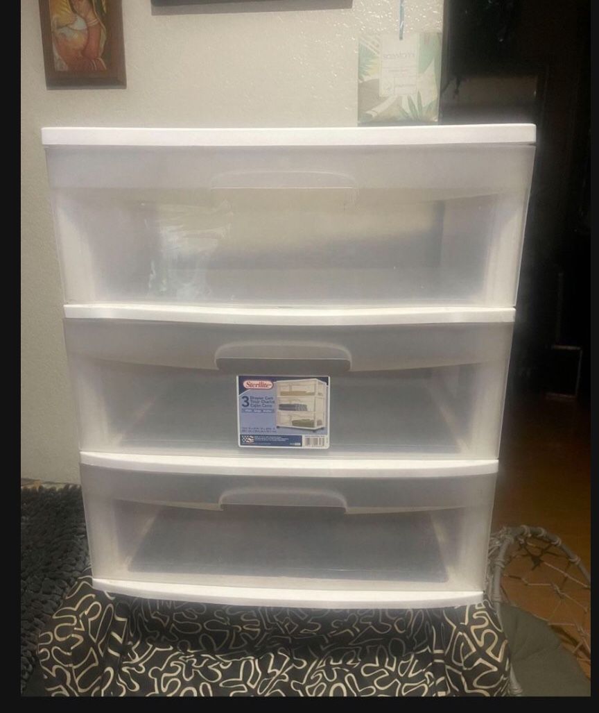 Sterilite Versatile Multi-Purpose Plastic Wide 3 Drawer Storage White