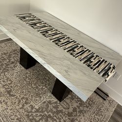 Faux Marble Top, Tropical Hardwood Dining Table