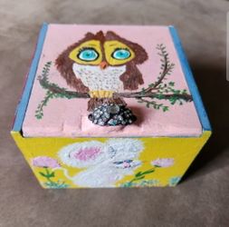 Hand-Painted Owl Decorative Wooden Box