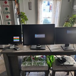 3 Dell Monitors – 22” + 20” + 17” – Working – Cables Included