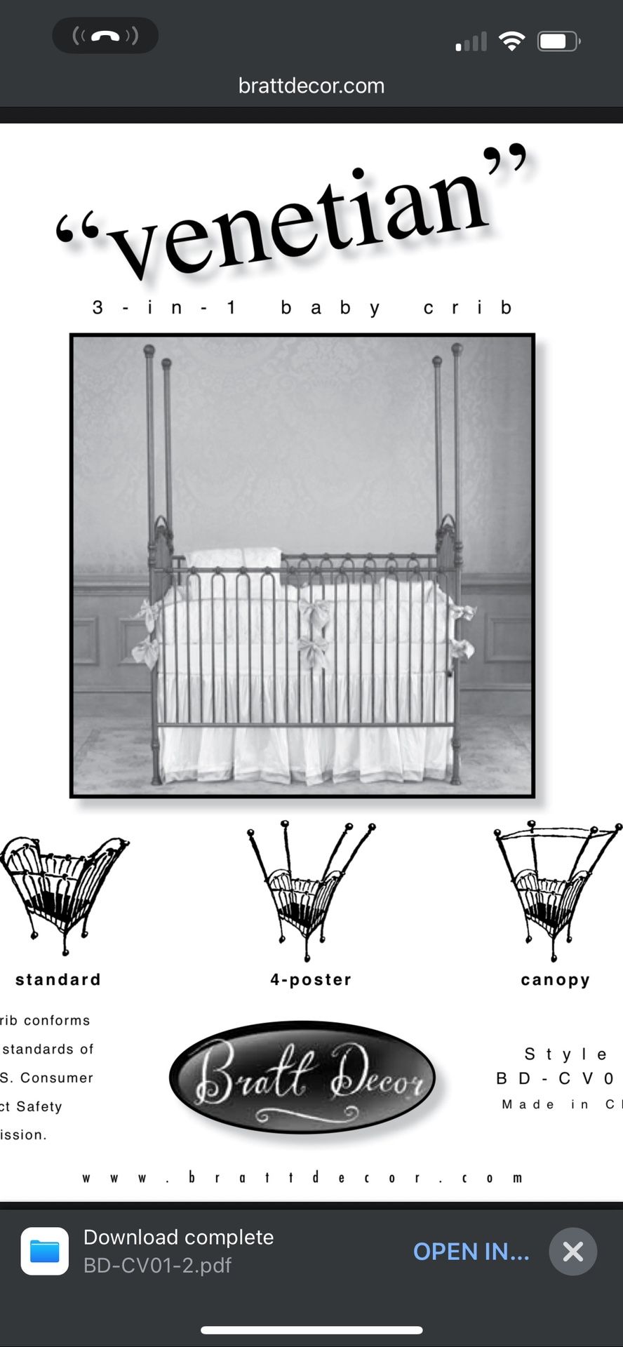 Bratt decor Venitian Metal Crib