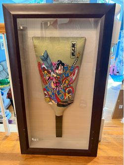Large Japanese Hagoita Paddle, Professionally Framed
