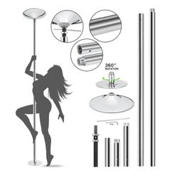 45mm Dancing Pole Kit, Removable Spining Static Dance Pole for Exercise Club Party Pub Home