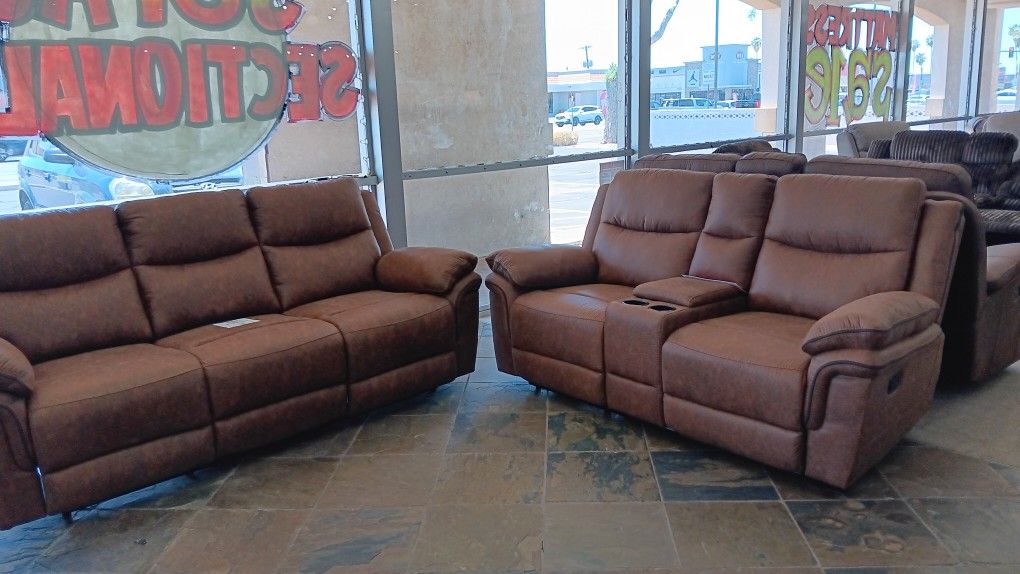 Brown Reclining Sofa Set