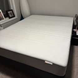 Queen Size Mattress with Bed Frame and Topper 