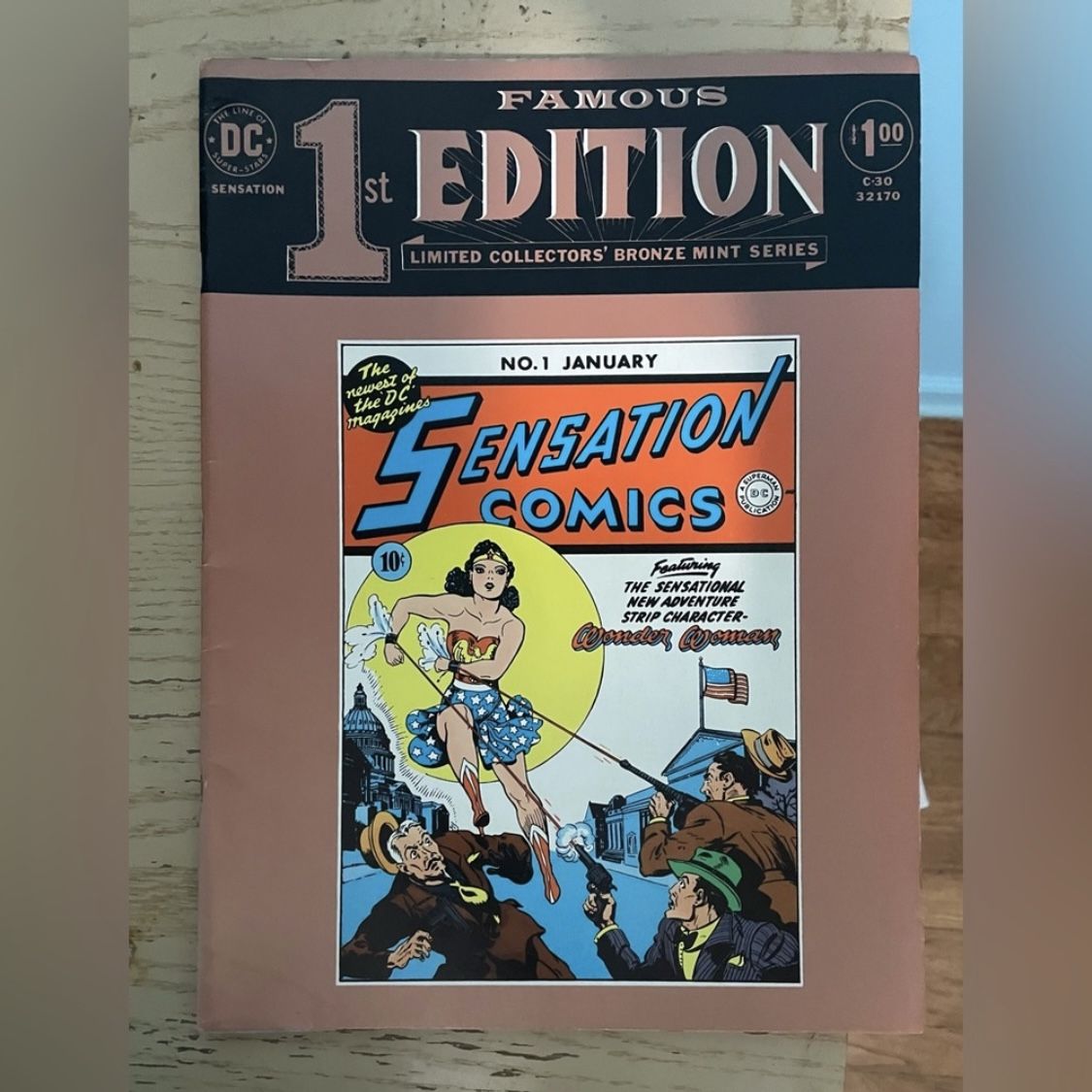 FAMOUS 1st EDITION C-30: SENSATION COMICS #1 TREASURY SOFTCOVER 1974 10” x13 ½”