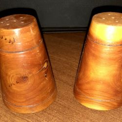 Vintage Cedar Salt And Pepper Shakers