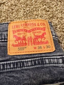 Levi's 569 Loose Straight Fit Black Acid Wash Denim Jeans Mens 36x30