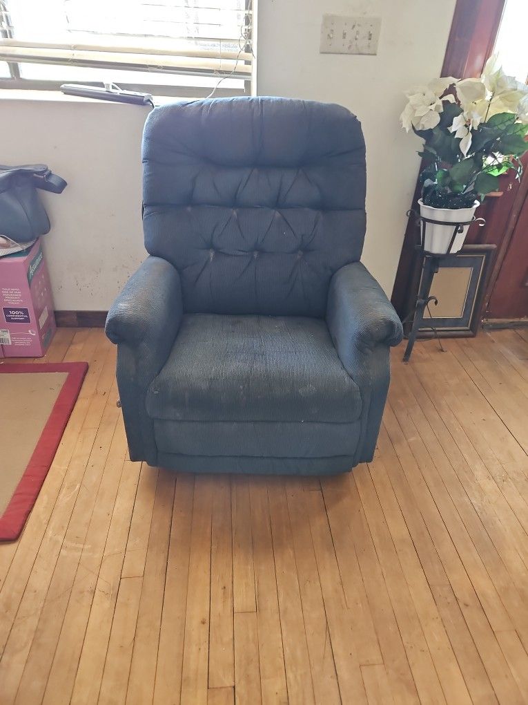 FREE!        Blue Corduroy Recliner