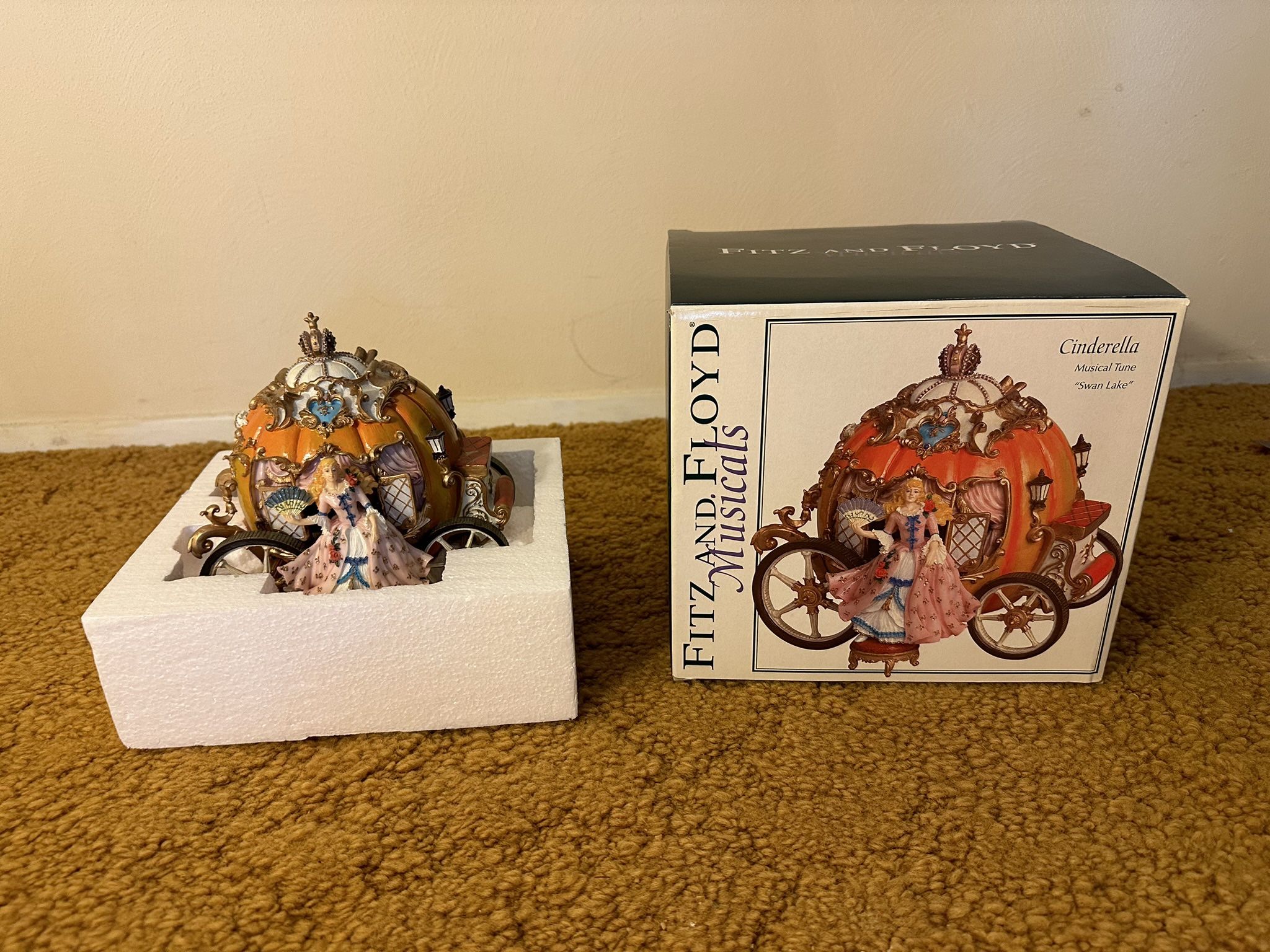 Fitz & Floyd Cinderella Coach Music Box - Plays Swan Lake