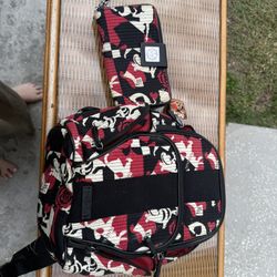 Vera Bradley, Red And Black Alice In Wonderland Bag With Matching Wallet