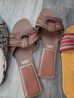 Zara Brown Lace-Up Flat Sandals – 38 – $15