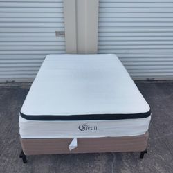 Full Size Bed Metal Frame Whit Mattress 