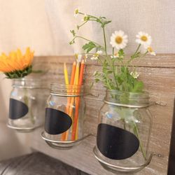Farmhouse Mason Jar Wall Organizer Set