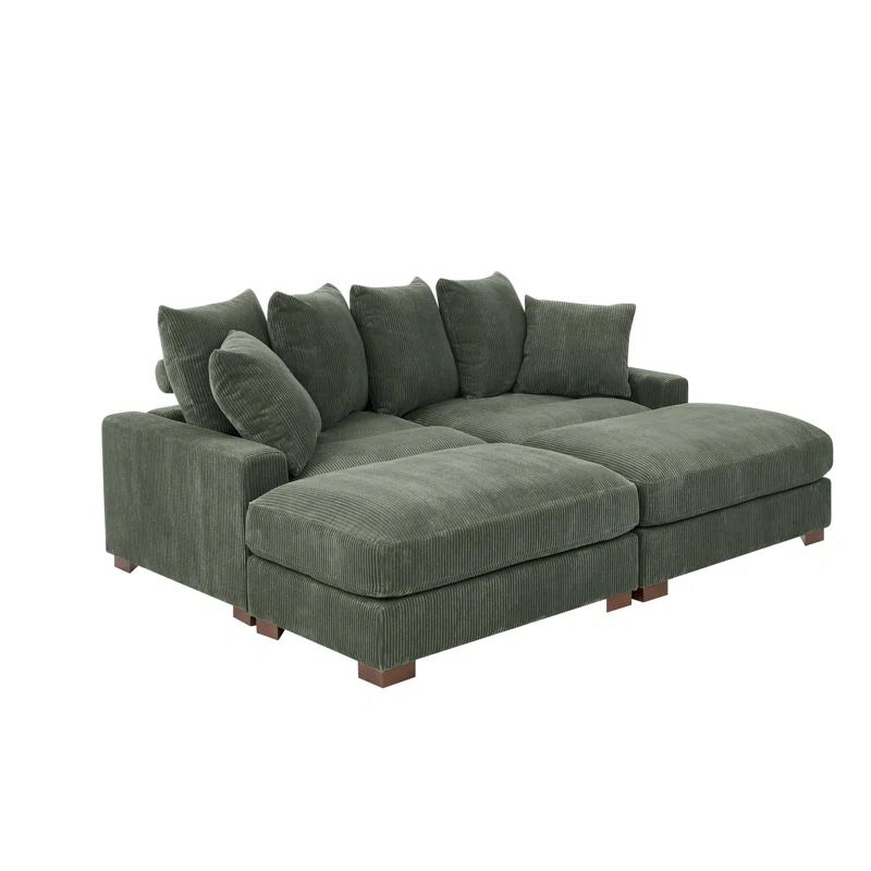 Wayfair Green 86” Corduroy Sofa with 2 ottomans - ** Bought 2 Couches, Selling 1** ***NEW & STILL IN ORIGINAL PACKAGING****