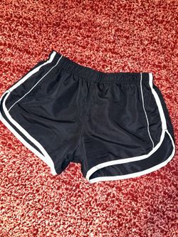 Women’s Vintage Retro Running Athletic Shorts Black White Trim Dolphin Hem