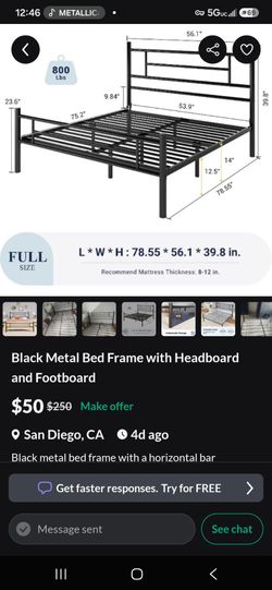 Full size metal bed frame