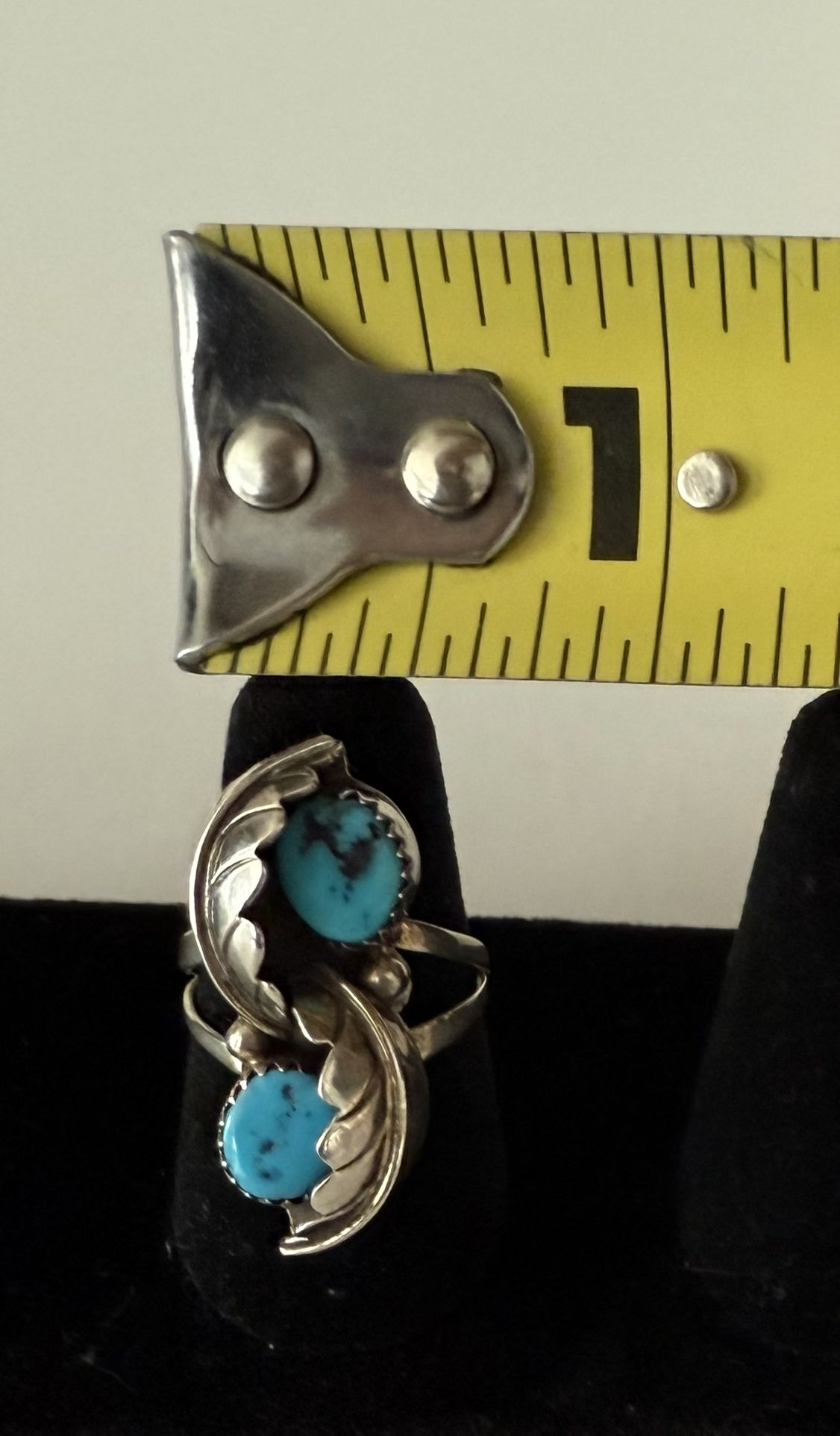 Vintage Navajo Sterling Silver Turquoise Native American Ring - Hallmark TS