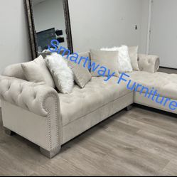 Royal White Velvet Sectional Sale!!