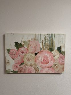 Pink & Gold Floral Canvas Art