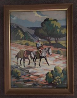 Large Large Vintage Paint by Numbers/Cowboy/Horses Vintage