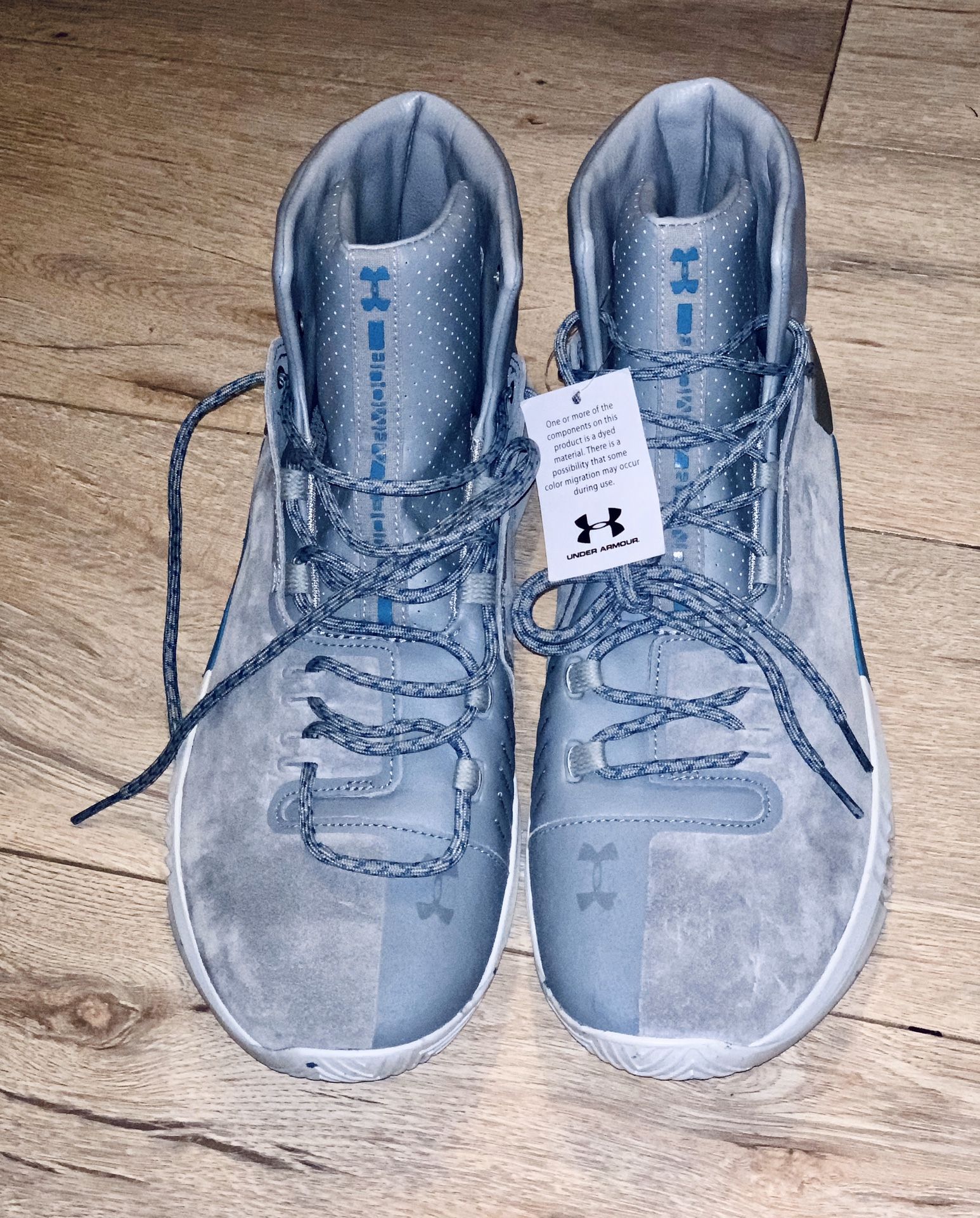 Under Armour Drive 4 Premium Basketball Shoes 1302941-101 Gray/Blue Sz 11.5