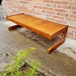Mid Century Modern Lane Walnut Cantilever Coffee Table Vintage