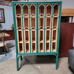 Urban Outfitters Lulu Green Bamboo Storage Cabinet
