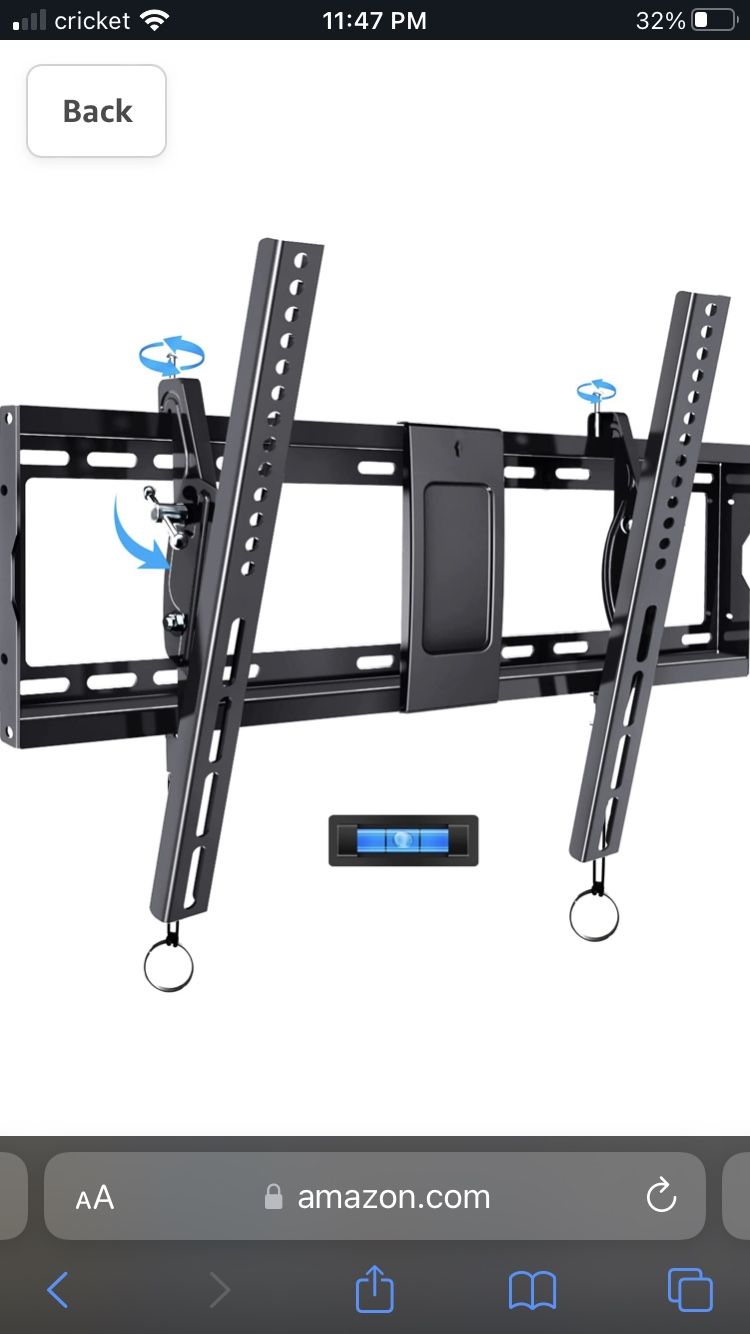 Everstone Adjustable Tilt TV Wall Mount Bracket for Most 32-90 Inch LED,LCD,OLED,Plasma Flat Screen,Curved TVs, Low Profile, up to 165lbs, Max VESA 60