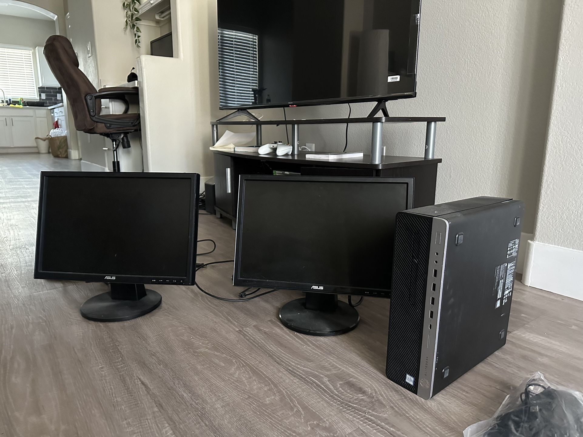 HP Elite 800G1 Desktop Computer Package - Intel Quad Core i5 3.3GHz, 16GB RAM, 240GB SSD 2TB HDD, Windows 10 Pro, Dual 19 inch Monitors, Keyboard, Mou