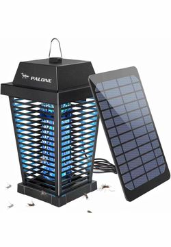 4500V Solar Bug Zapper Outdoor, Electric Mosquito Zapper Indoor 7.5W Solar Panel with 3.6m Cable, 2600 mAh Electric Bug zapper for Backyards, Patios,
