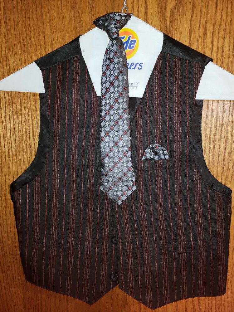 3 Piece Size 7 Vest and Pant Set With Tie