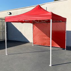 New in box $110 Heavy Duty Canopy 10x10 FT with (1) Sidewall, Ez Popup Outdoor Party Tent (Blue, Red) 