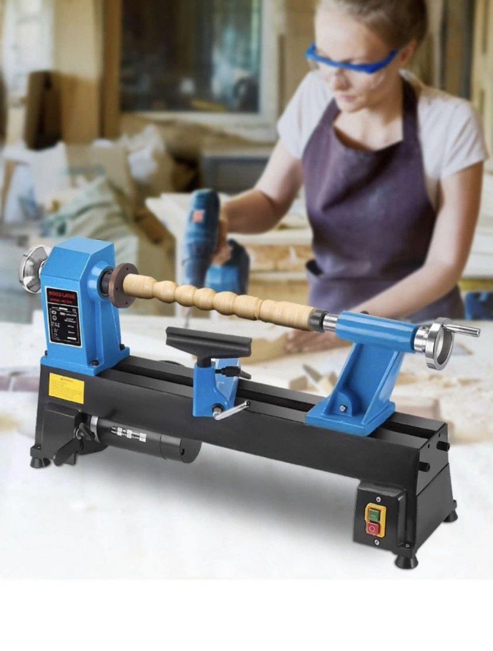 Wood Lathe 10 x 18 Inch, Bench Top Heavy Duty Wood Lathe 5 Speed, Mini Wood Lathe