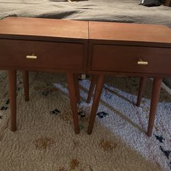 2 Walnut Bed Side Tables