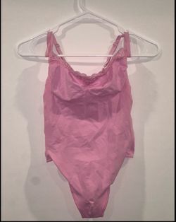 Skims brand new size XL pink lace trim shapewear bodysuit