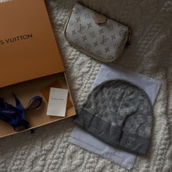 Beanie Damier Petite Grey LV Monogram Logo Checkered Packaged