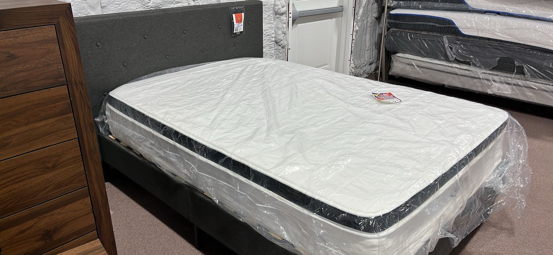 Brand New In a Box Full Platform Bed and 12” Mattress